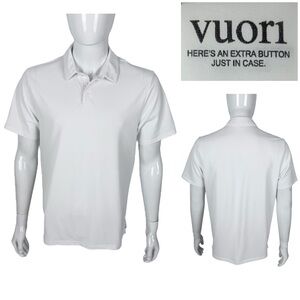 Vuori Gamepoint Polo Shirt Mens Large White Performance Polyester V1028 EUC